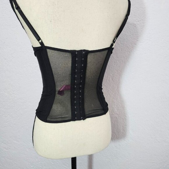 Y2K Gothic Grunge Betsey Johnson Black Mesh Bustier corset top - Picture 3 of 4